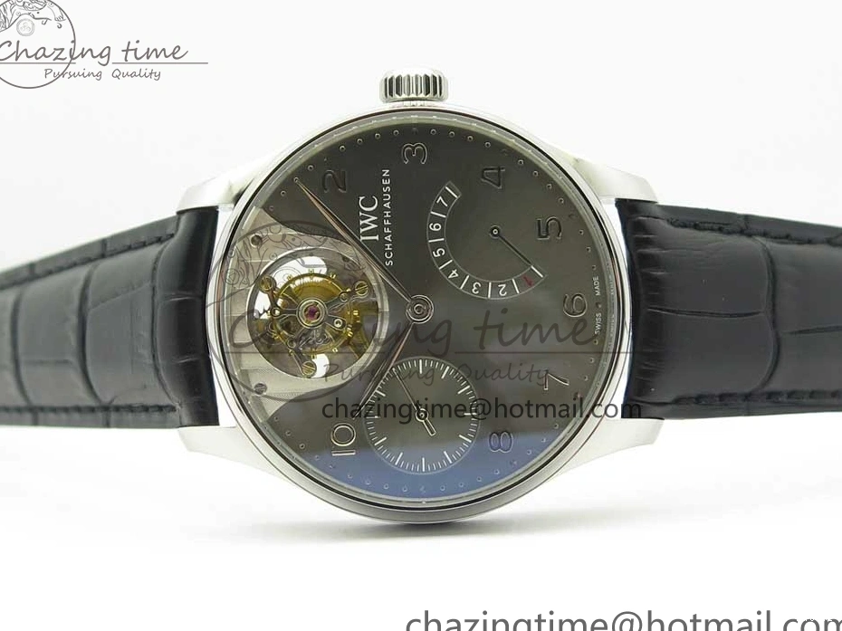 MIROTIME 0106 Portuguese Tourbillon IW5046 SS ZF Best Edition Gray Dial on Black Leather Strap SunProtective 7147